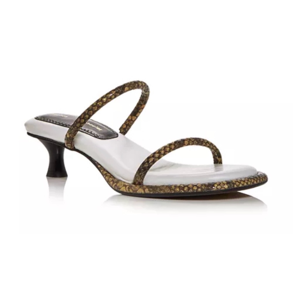 Proenza Schouler Snake Embossed Kitten Heel Slide Sandals